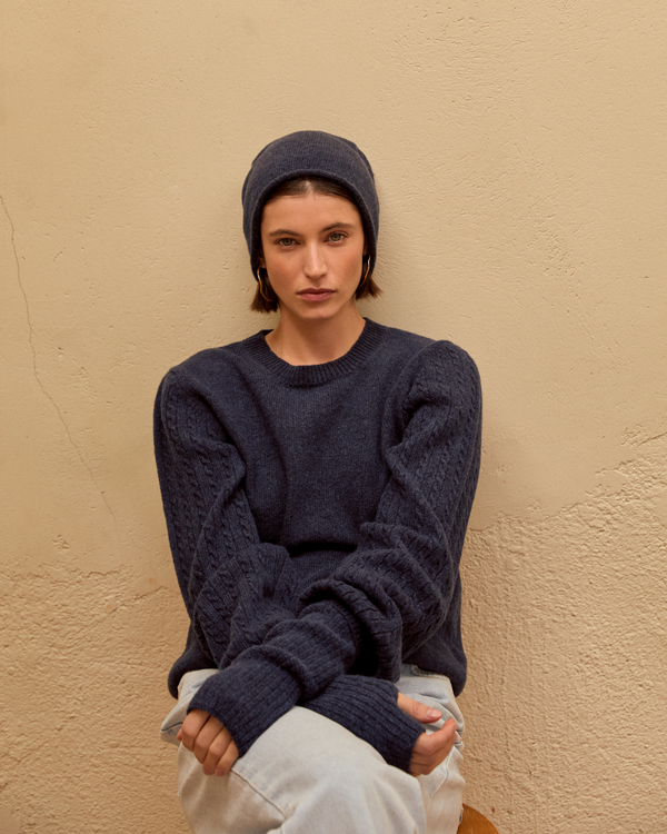 Gorro lana Merino navy