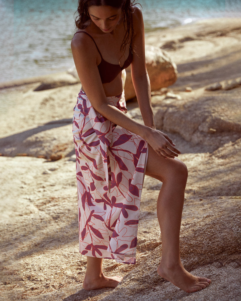 Falda Pareo Caetana Flor Malva